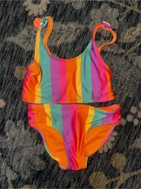 H&M Girls' Rainbow Stripe Bikini - Pink, Orange, Teal, Yellow